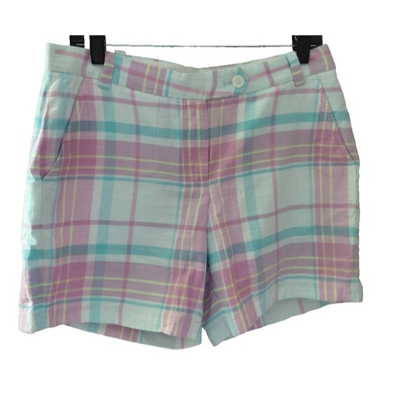 Brooks Brothers Women's Size 8 Pink/Blue/Yellow Plaid 100% Cotton Shorts - Picture 1 of 11